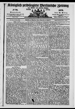 Königlich privilegirte Berlinische Zeitung von Staats- und gelehrten Sachen vom 23.03.1878