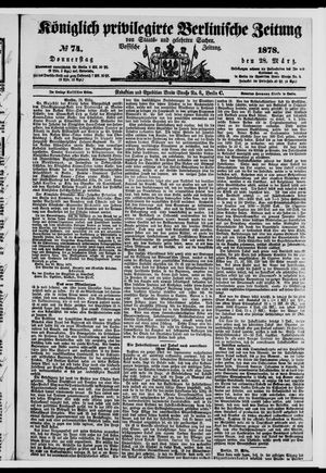Königlich privilegirte Berlinische Zeitung von Staats- und gelehrten Sachen vom 28.03.1878