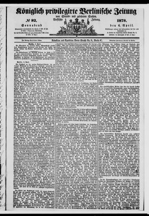 Königlich privilegirte Berlinische Zeitung von Staats- und gelehrten Sachen vom 06.04.1878