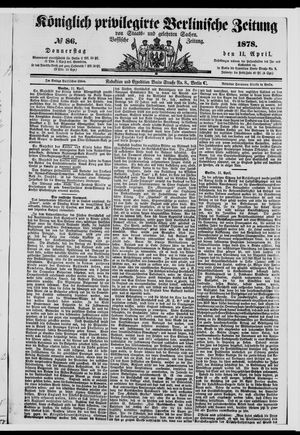 Königlich privilegirte Berlinische Zeitung von Staats- und gelehrten Sachen vom 11.04.1878