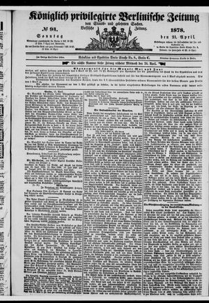 Königlich privilegirte Berlinische Zeitung von Staats- und gelehrten Sachen on Apr 21, 1878