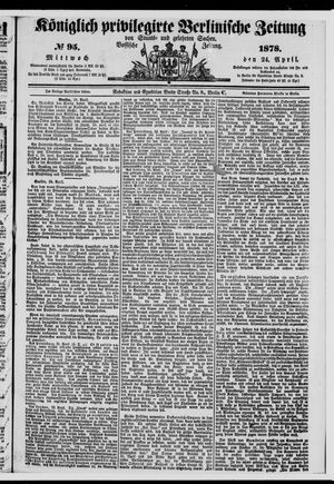 Königlich privilegirte Berlinische Zeitung von Staats- und gelehrten Sachen vom 24.04.1878