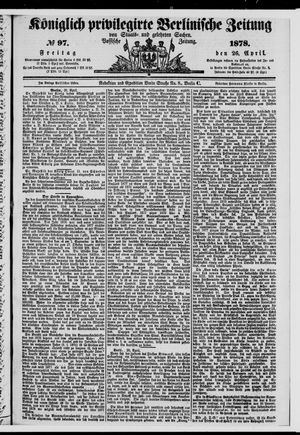 Königlich privilegirte Berlinische Zeitung von Staats- und gelehrten Sachen on Apr 26, 1878