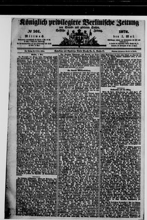 Königlich privilegirte Berlinische Zeitung von Staats- und gelehrten Sachen on May 1, 1878
