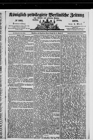 Königlich privilegirte Berlinische Zeitung von Staats- und gelehrten Sachen vom 02.05.1878