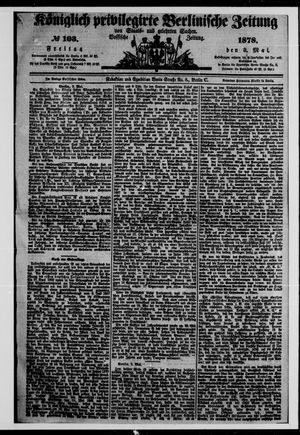 Königlich privilegirte Berlinische Zeitung von Staats- und gelehrten Sachen on May 3, 1878
