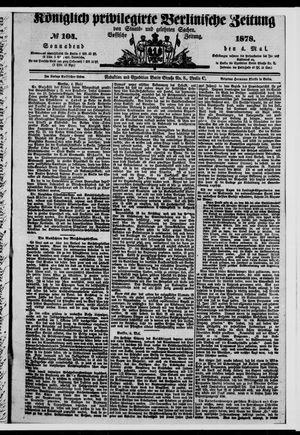 Königlich privilegirte Berlinische Zeitung von Staats- und gelehrten Sachen on May 4, 1878