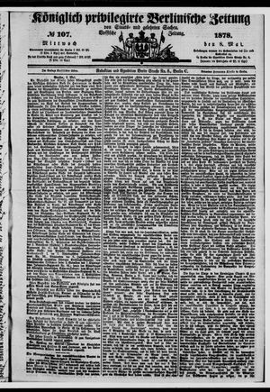 Königlich privilegirte Berlinische Zeitung von Staats- und gelehrten Sachen vom 08.05.1878