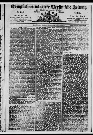 Königlich privilegirte Berlinische Zeitung von Staats- und gelehrten Sachen on May 11, 1878