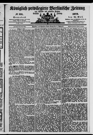 Königlich privilegirte Berlinische Zeitung von Staats- und gelehrten Sachen vom 25.05.1878