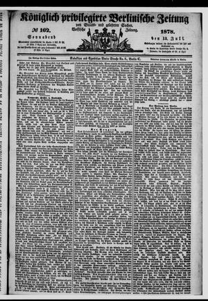 Königlich privilegirte Berlinische Zeitung von Staats- und gelehrten Sachen on Jul 13, 1878