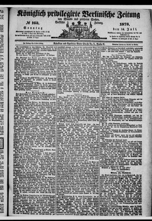 Königlich privilegirte Berlinische Zeitung von Staats- und gelehrten Sachen on Jul 14, 1878