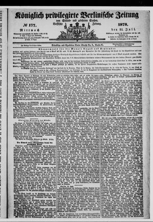 Königlich privilegirte Berlinische Zeitung von Staats- und gelehrten Sachen on Jul 31, 1878