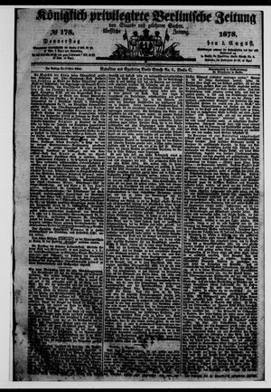 Königlich privilegirte Berlinische Zeitung von Staats- und gelehrten Sachen vom 01.08.1878