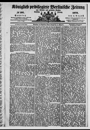 Königlich privilegirte Berlinische Zeitung von Staats- und gelehrten Sachen on Aug 4, 1878