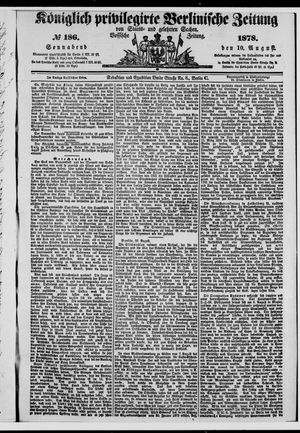 Königlich privilegirte Berlinische Zeitung von Staats- und gelehrten Sachen on Aug 10, 1878