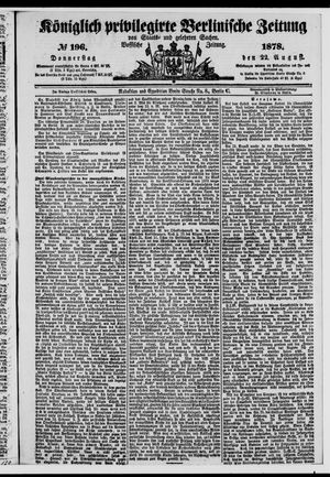 Königlich privilegirte Berlinische Zeitung von Staats- und gelehrten Sachen vom 22.08.1878