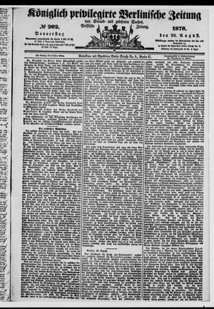 Königlich privilegirte Berlinische Zeitung von Staats- und gelehrten Sachen on Aug 29, 1878