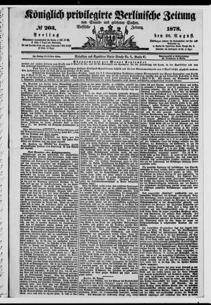 Königlich privilegirte Berlinische Zeitung von Staats- und gelehrten Sachen vom 30.08.1878
