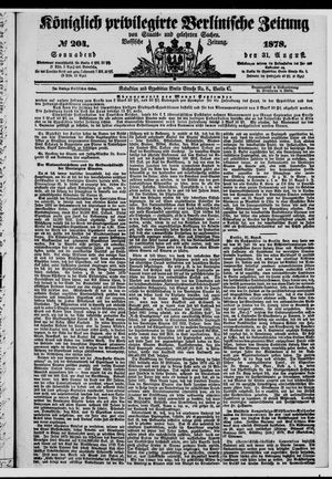Königlich privilegirte Berlinische Zeitung von Staats- und gelehrten Sachen on Aug 31, 1878