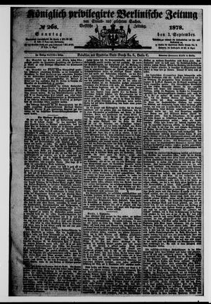 Königlich privilegirte Berlinische Zeitung von Staats- und gelehrten Sachen on Sep 1, 1878