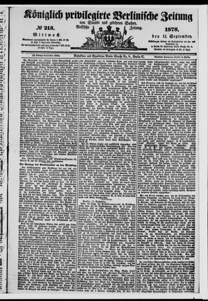 Königlich privilegirte Berlinische Zeitung von Staats- und gelehrten Sachen vom 11.09.1878