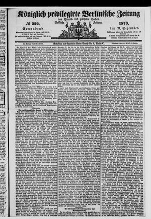 Königlich privilegirte Berlinische Zeitung von Staats- und gelehrten Sachen vom 21.09.1878