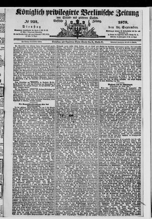 Königlich privilegirte Berlinische Zeitung von Staats- und gelehrten Sachen on Sep 24, 1878