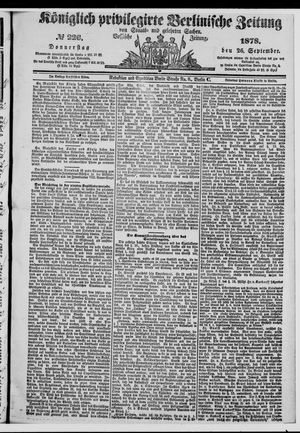 Königlich privilegirte Berlinische Zeitung von Staats- und gelehrten Sachen vom 26.09.1878