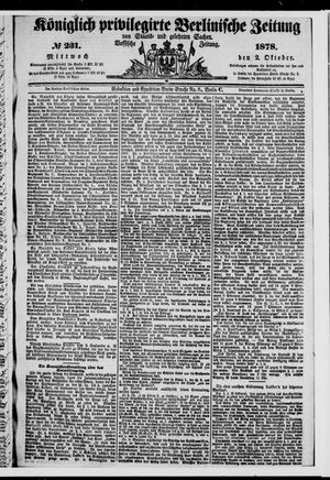 Königlich privilegirte Berlinische Zeitung von Staats- und gelehrten Sachen on Oct 2, 1878