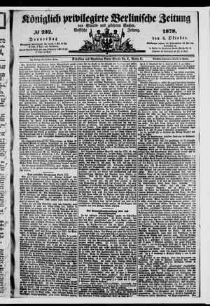 Königlich privilegirte Berlinische Zeitung von Staats- und gelehrten Sachen on Oct 3, 1878