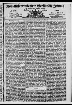 Königlich privilegirte Berlinische Zeitung von Staats- und gelehrten Sachen on Oct 4, 1878