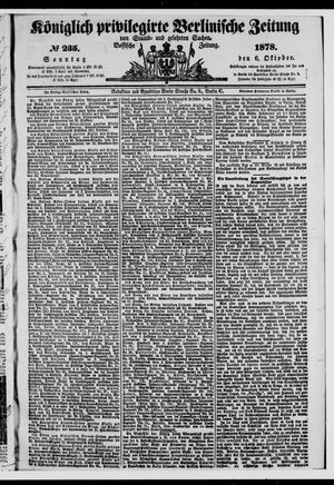 Königlich privilegirte Berlinische Zeitung von Staats- und gelehrten Sachen on Oct 6, 1878