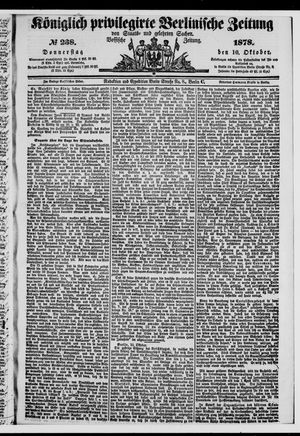 Königlich privilegirte Berlinische Zeitung von Staats- und gelehrten Sachen on Oct 10, 1878