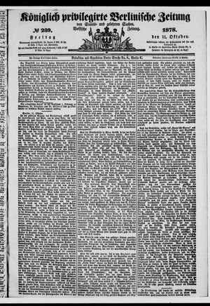 Königlich privilegirte Berlinische Zeitung von Staats- und gelehrten Sachen on Oct 11, 1878