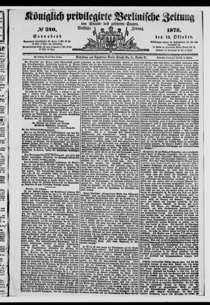 Königlich privilegirte Berlinische Zeitung von Staats- und gelehrten Sachen vom 12.10.1878