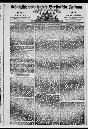 Königlich privilegirte Berlinische Zeitung von Staats- und gelehrten Sachen vom 13.10.1878