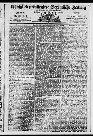 Königlich privilegirte Berlinische Zeitung von Staats- und gelehrten Sachen on Oct 17, 1878