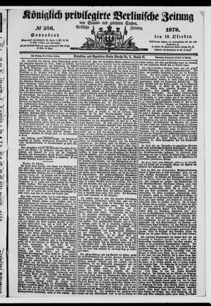 Königlich privilegirte Berlinische Zeitung von Staats- und gelehrten Sachen on Oct 19, 1878
