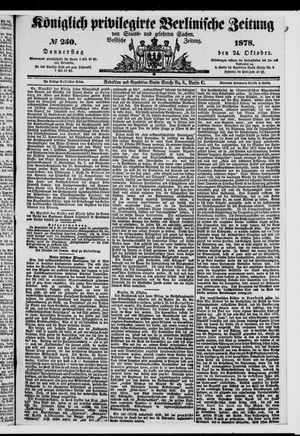 Königlich privilegirte Berlinische Zeitung von Staats- und gelehrten Sachen vom 24.10.1878