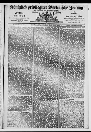 Königlich privilegirte Berlinische Zeitung von Staats- und gelehrten Sachen vom 30.10.1878