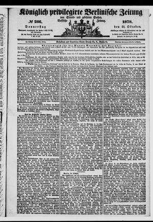 Königlich privilegirte Berlinische Zeitung von Staats- und gelehrten Sachen vom 31.10.1878