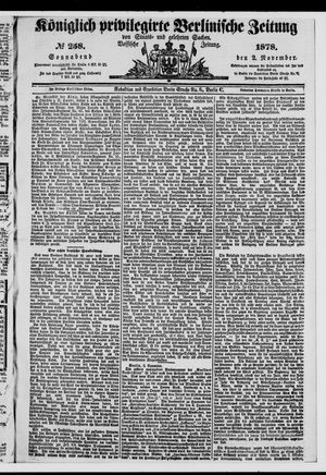 Königlich privilegirte Berlinische Zeitung von Staats- und gelehrten Sachen on Nov 2, 1878