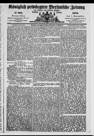 Königlich privilegirte Berlinische Zeitung von Staats- und gelehrten Sachen on Nov 7, 1878