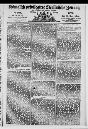 Königlich privilegirte Berlinische Zeitung von Staats- und gelehrten Sachen vom 10.11.1878