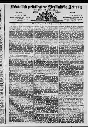 Königlich privilegirte Berlinische Zeitung von Staats- und gelehrten Sachen vom 13.11.1878