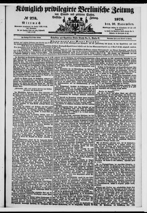 Königlich privilegirte Berlinische Zeitung von Staats- und gelehrten Sachen on Nov 20, 1878