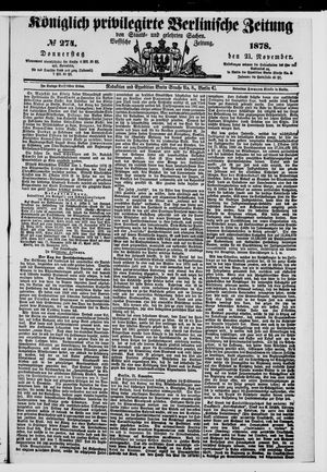 Königlich privilegirte Berlinische Zeitung von Staats- und gelehrten Sachen on Nov 21, 1878