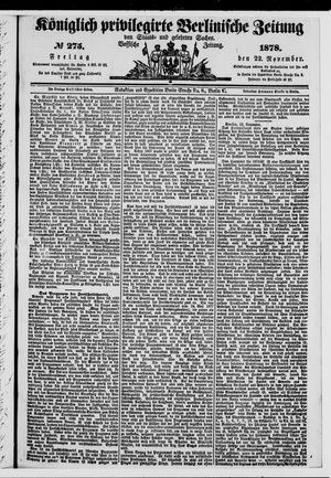 Königlich privilegirte Berlinische Zeitung von Staats- und gelehrten Sachen vom 22.11.1878