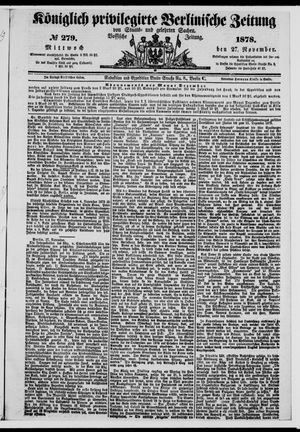 Königlich privilegirte Berlinische Zeitung von Staats- und gelehrten Sachen vom 27.11.1878